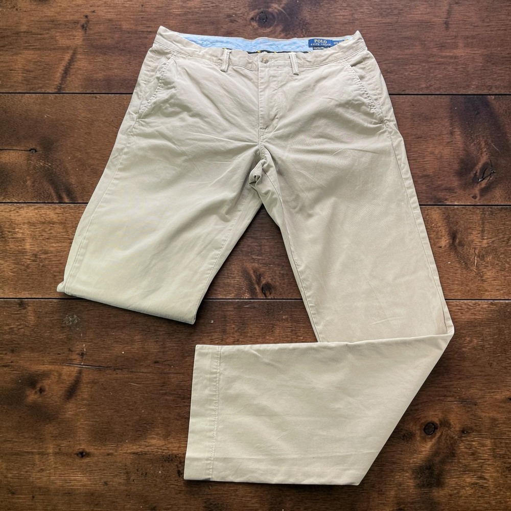 Polo Ralph Lauren Stretch Straight Fit Chinos Khaki Tan Mens 34x34 Pants